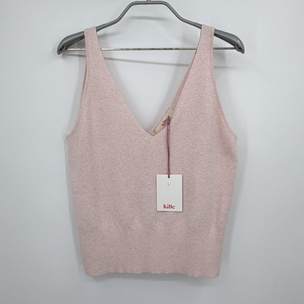 Kilte Collection The Rei Tank in Blush Cotton-Cashmere sz 2 M Medium V-Neck Top